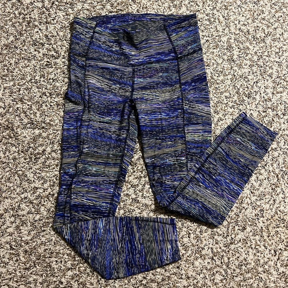 lululemon athletica Blue & Black Striped Leggings